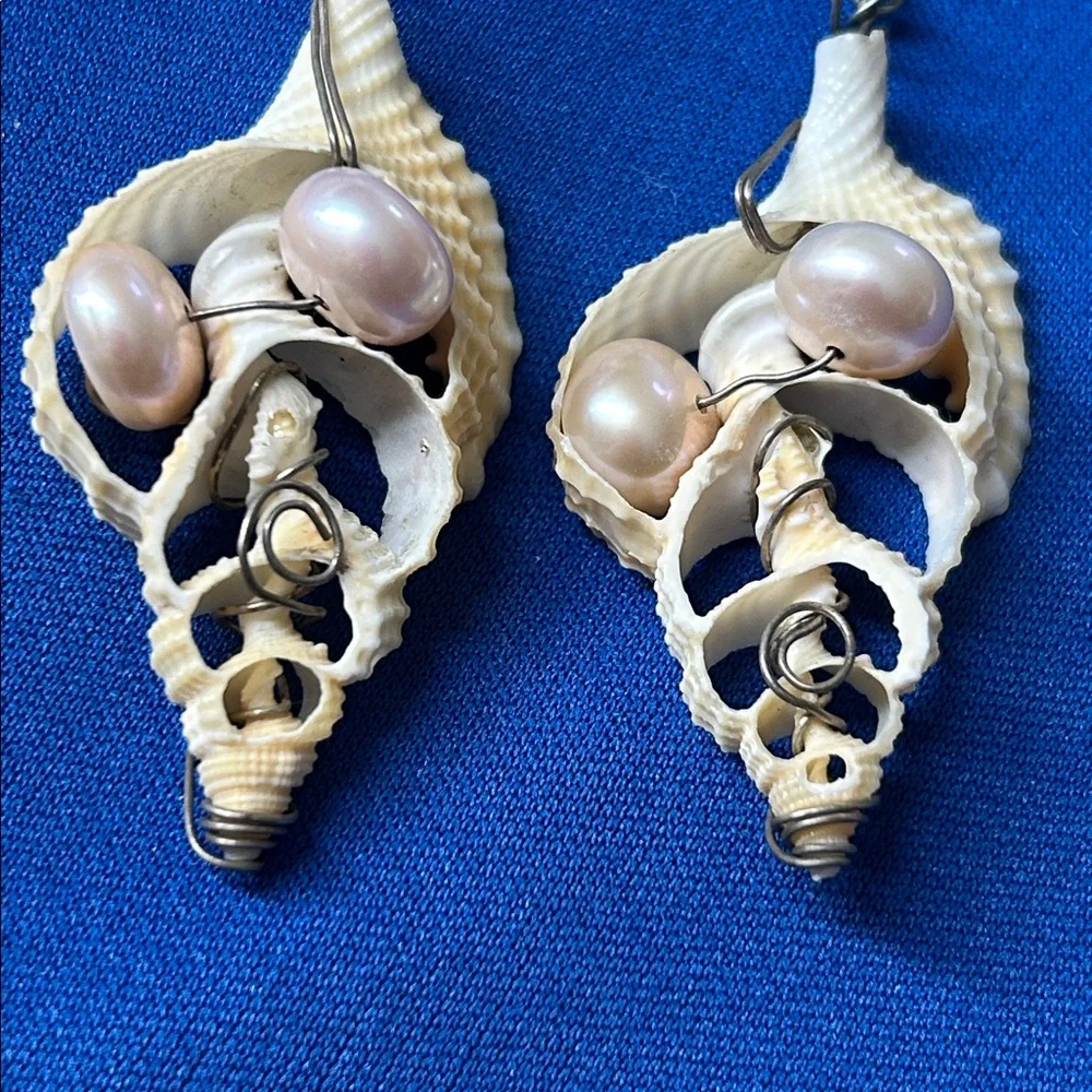 🖤Hawai’i shell & Pearl handmade earrings - Picture 2 of 10